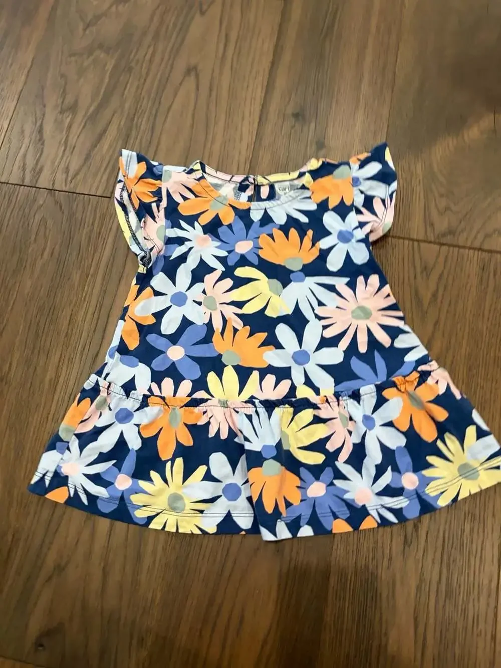Carter's Kid Girls Floral Print Flutter Sleeve Drop Waist Dress